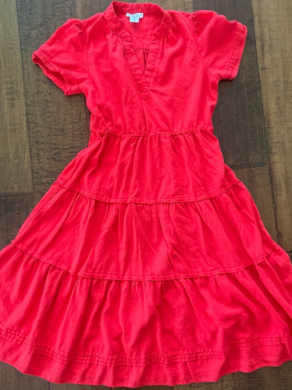 Cynthia Rowley bright red lightweight linen blend tiered sundress Sz. Medium